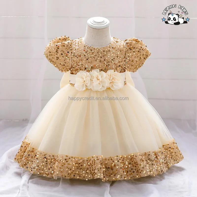 LEZONKIDS - Vestido de festa estilo europeu com lantejoulas para meninas de 10 anos, vestido de florista para casamento